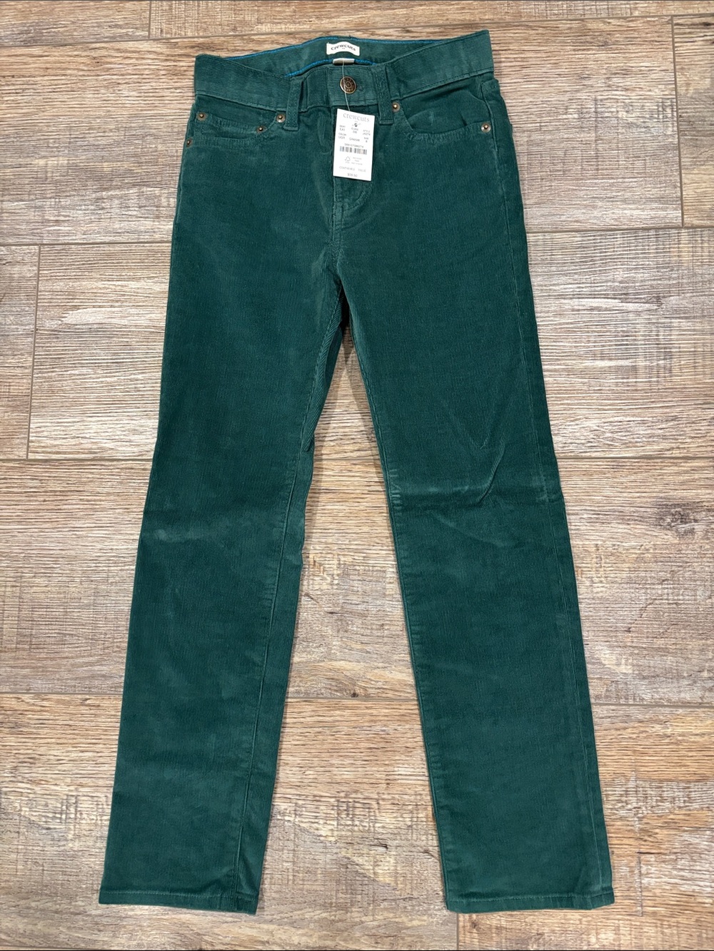 Boys Crewcuts green corduroy pants, size 8